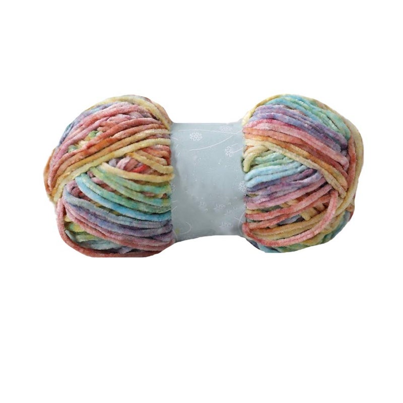 Clisil 100gram 196yard Gradient Velvet Yarn Crochet Knitting Dyed Rainbow Velvet Headband Hat Scarf Sweater Pillow Blanket Wrap DIY Soft Luxury Chenille Craft Yarns - Image 1
